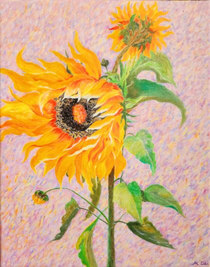 Sunflower In Wind ( Oil on canvas 14x11" )