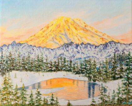 Mt. Rainier - A Winter Morning ( Oil on Canvas 8x10" )