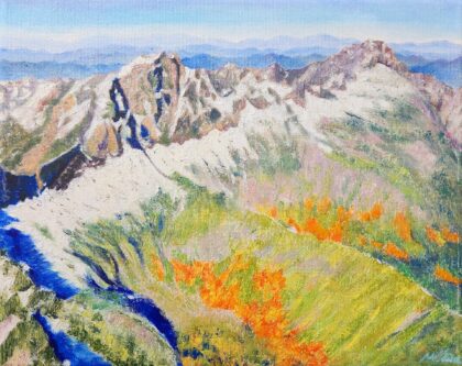 Whitehorse Mountain & Three Fingers In Snohomish ( Oil on canvas 8x10" )