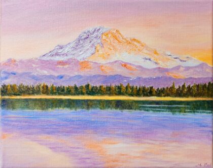 Mt. Rainier - Bonney Lake Sunset ( Oil on canvas 8x10" )