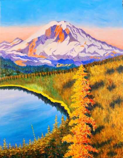 Mt. Rainier - Sunrise In Fall ( Oil on canvas 14x11" )