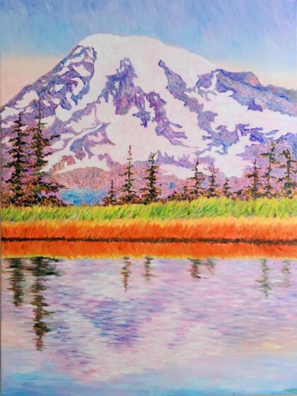 Mt. Rainier - Reflection Beauty ( Oil on canvas 24x18" )