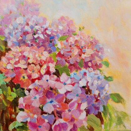 Hydrangea ( Oil on wooden canvas 5x5'')